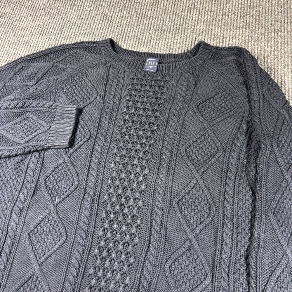 Vintage GAP Sweater Men's XL Tall Navy Cable Knit Fishermen Cotton Heavy